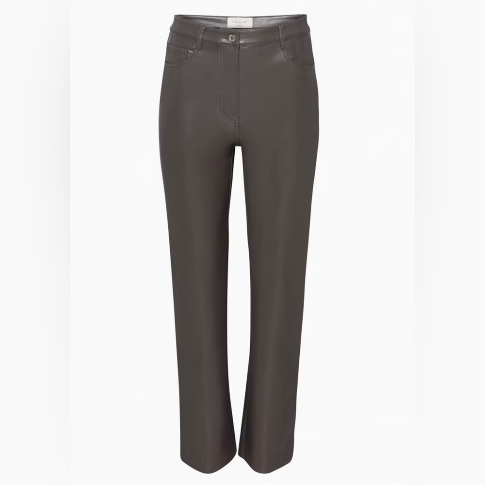 NWOT Wilfred Aritzia Melina Pants Womens Gray Faux Leather High Waisted Size 4